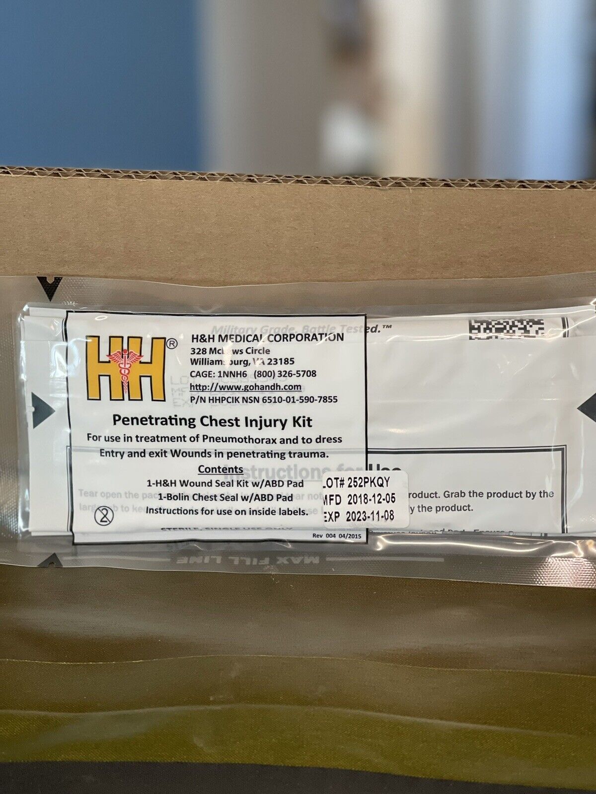 Sterile Penetrating Chest Injury Kit for Entry and Exit Wounds #HHPCIK USA Made