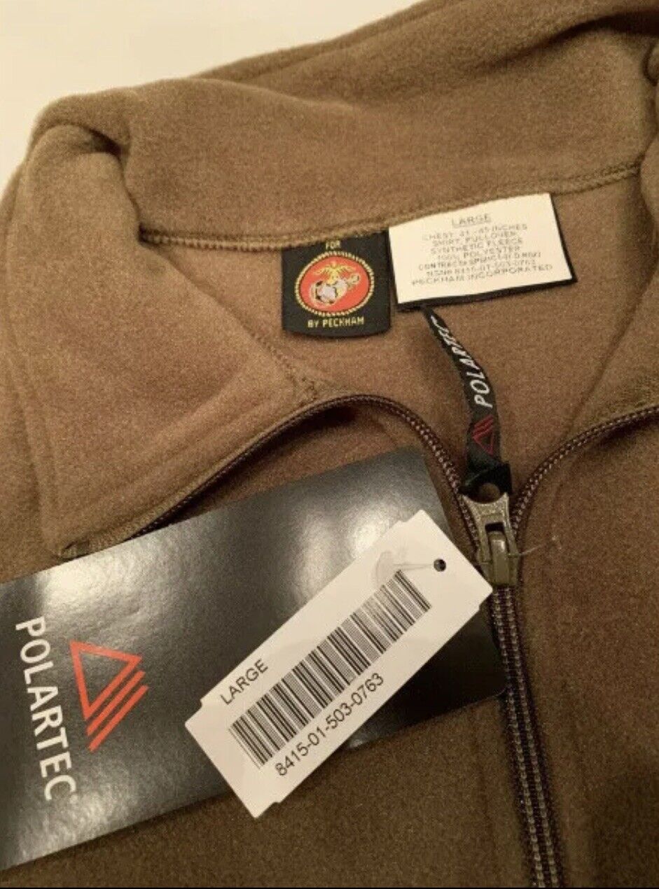 Large USMC Coyote Brown Polartec Fleece Pullover Jacket  - New in package