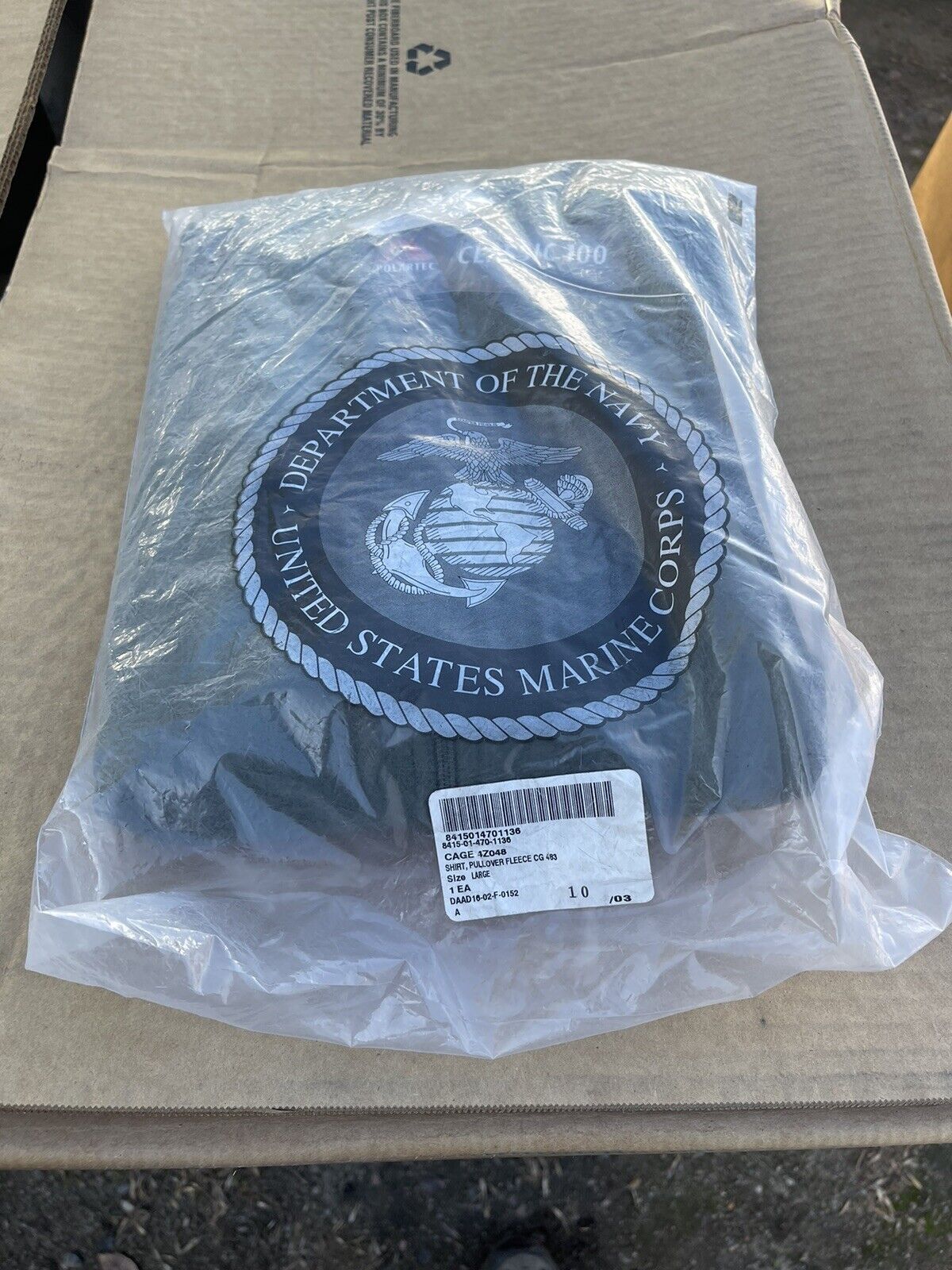 USMC Fleece Pullover Peckham OD Green Made in USA New XL